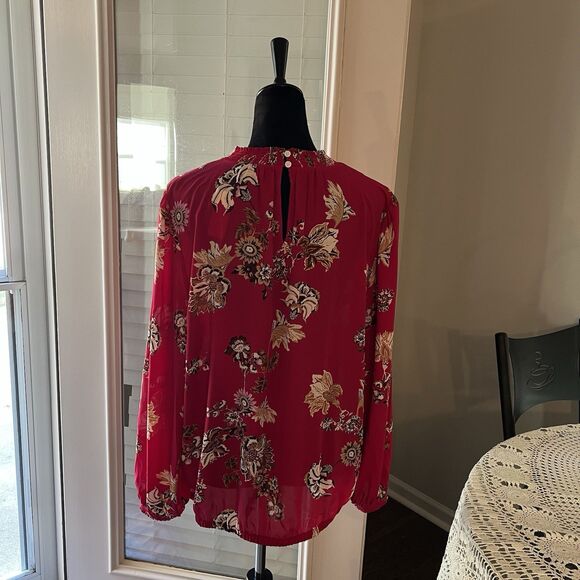 Loft Women’s Top XXL Floral Sheer - Picture 2 of 4